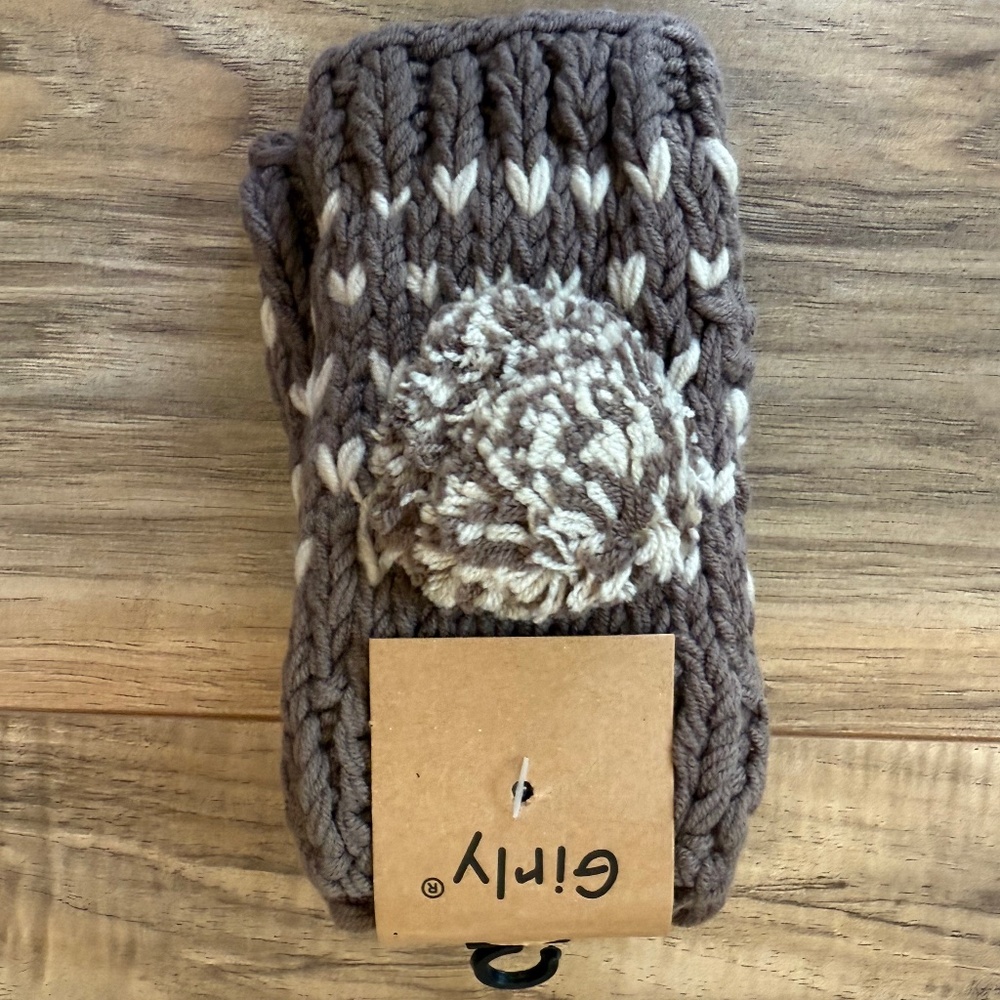 Pompom Fingerless Chunky Knit Gloves